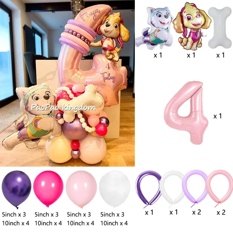 PAW Patrol Folienballons Digitale rosa Zahlenballons PAW Patrol Geburtstag Babyparty Party Dekoration Geschenk Chase Skye.