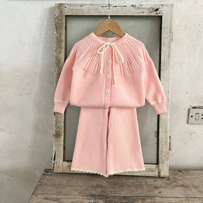 Ins Mädchen Baby reine Baumwolle Lotusblatt Kragen Top Bauch Hosen Pullover Set für Kinder Herbst und Winter Wärme Set