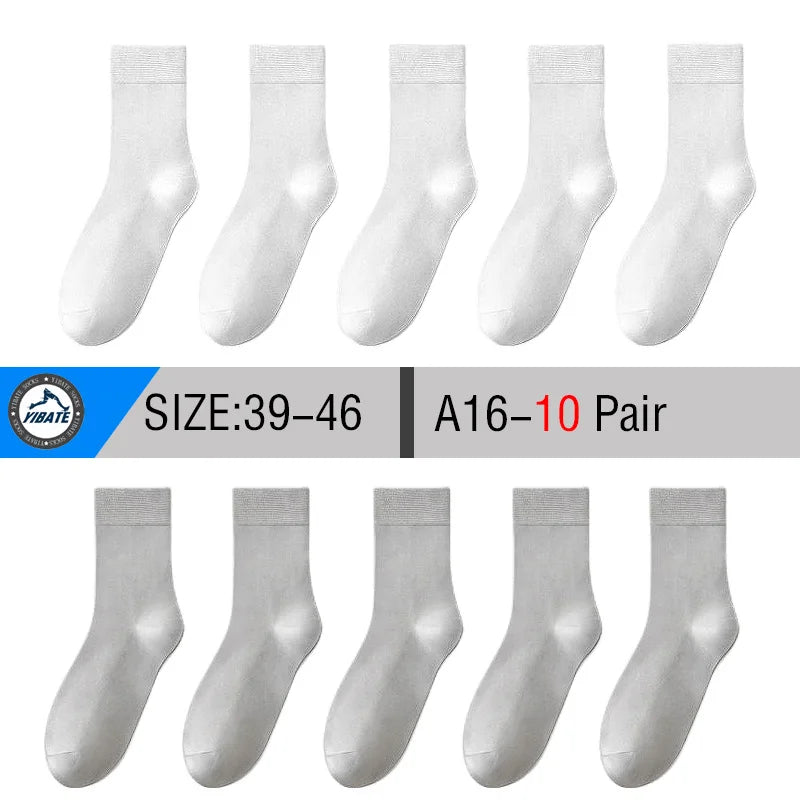 10 Pair Men's Bamboo Socks Anti-bacterial And Anti-odour Soft Business Socks Wearable And Breathable Casual Socks For Men