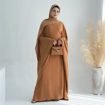Ramadan Eid Baumwolle Leinen Khimar Abaya Set Dubai Muslim Sets Hijab Kleid Kaftan Abayas Kaftan Marocain Femme Vestidos Para Mujer
