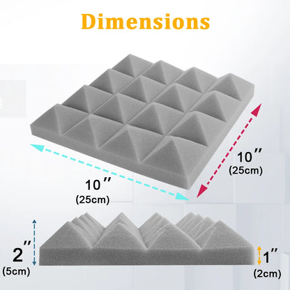 Studio Acoustic Soundproof Foam Panels 6/12/24 Pcs, Pyramid Sound Insulation Treatment Acoustic Sponge，Acoustic Foam Panels
