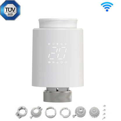 Smart Thermostat TRV Radiator Valve Zigbee/WiFi Tuya Actuator Head Remote Temperature Controller Voice Control Alexa Google Home.
