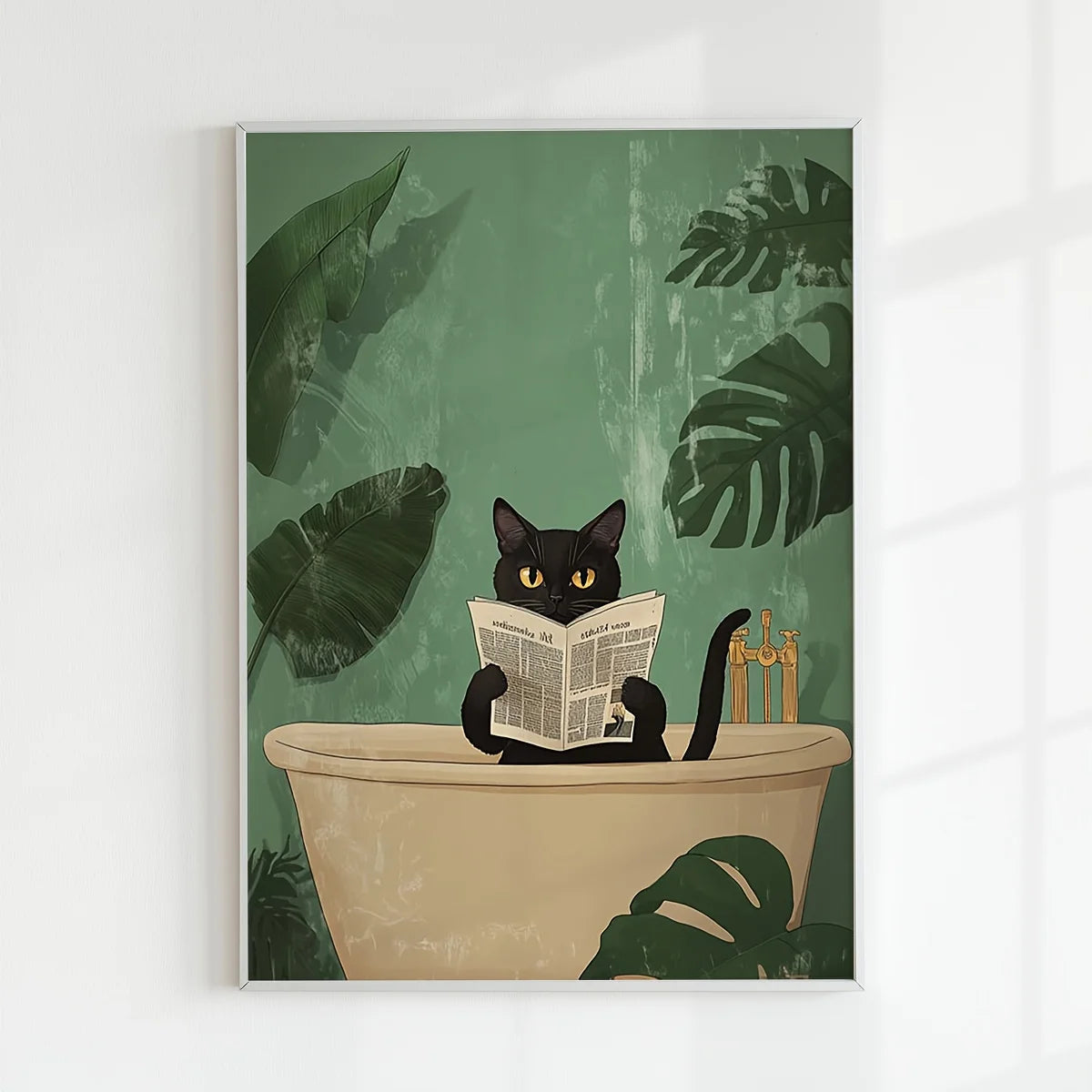 Set of 6 Unframed Cat Bathroom Canvas Prints - Whimsical & Funny Black Cat Wall Art Posters for Home Decor, Perfect for Livin.