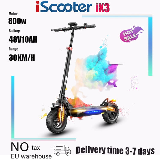 iScooter ix3Electric scooter 800W Motor 48V10AH Battery support Minirobot application control 10-inch tire city commuter scooter.