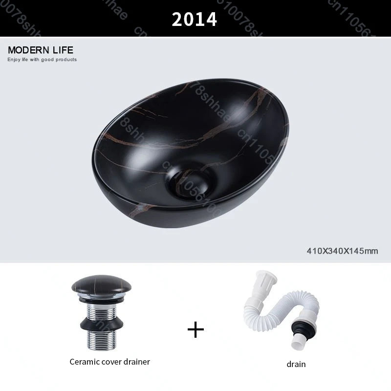 Luxuriöses Vintage-Keramikgefäßwaschbecken für Badezimmer, Waschtisch, Kunstbecken über der Theke, Waschbecken mit Abflusszubehör, Arbeitsplatte