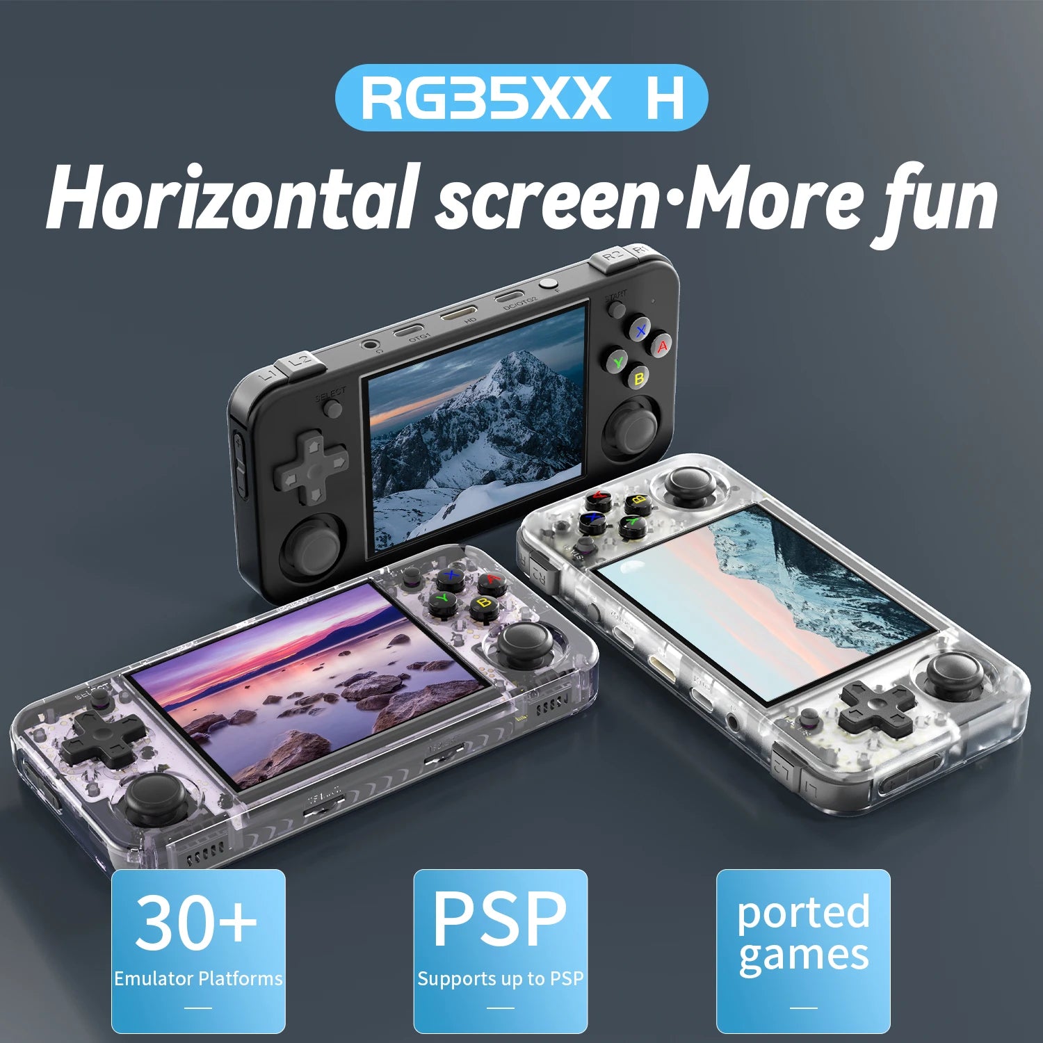 ANBERNIC RG35XX H Hand-held Consoles For Playing Video Games 3.5-inch IPS 640*480 Screen Retro Game Player 3300 mAh Battery.
