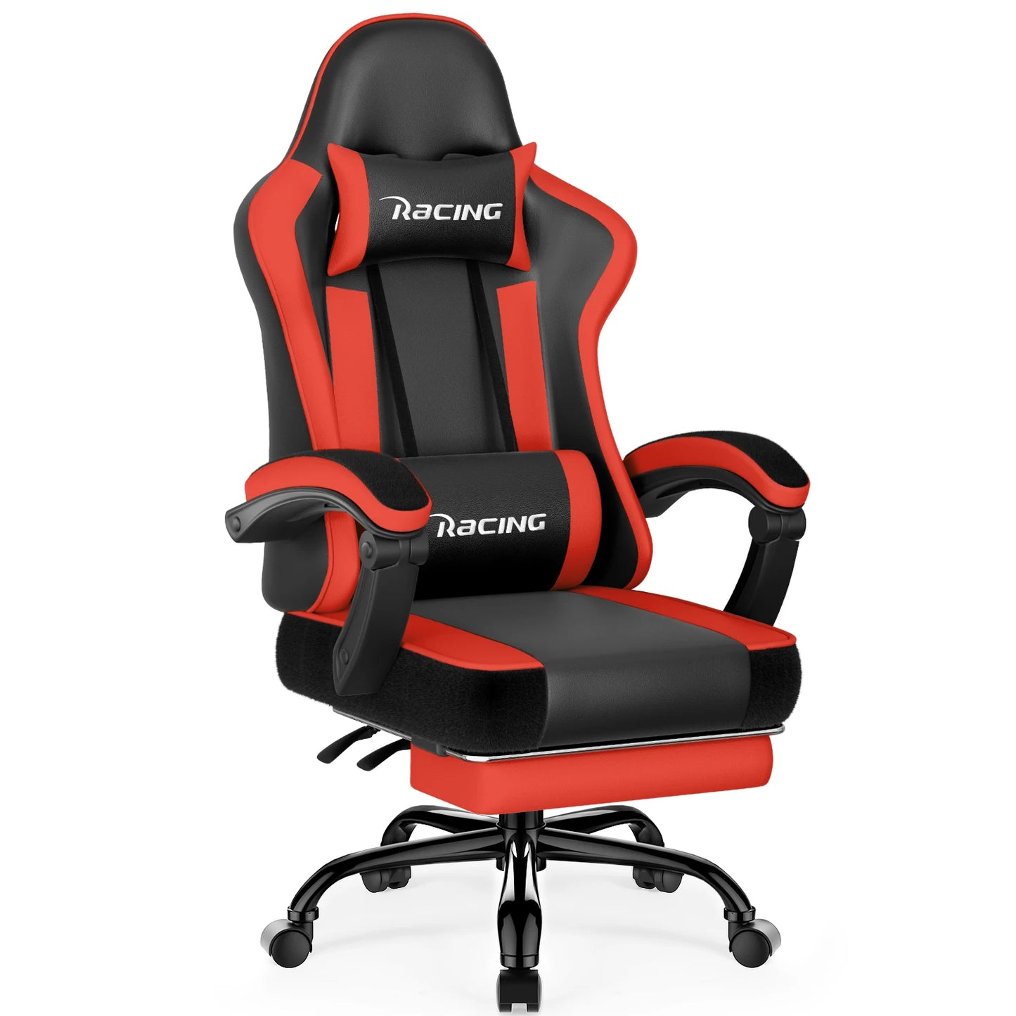 AUTHMIC Ergonomischer Gaming-Stuhl mit 170er °   Liegende Rückenlehne, faltbare Fußstütze, weiche Armlehnen, 150 kg, atmungsaktives Material