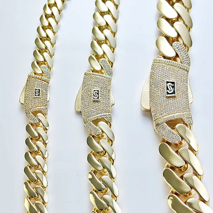 6/8/10/12/15/20mm Monaco Cuban Chain Necklace Hip Hop 14k Gold Plating Cuban Chain Bracelet Hip Hop Jewelry.