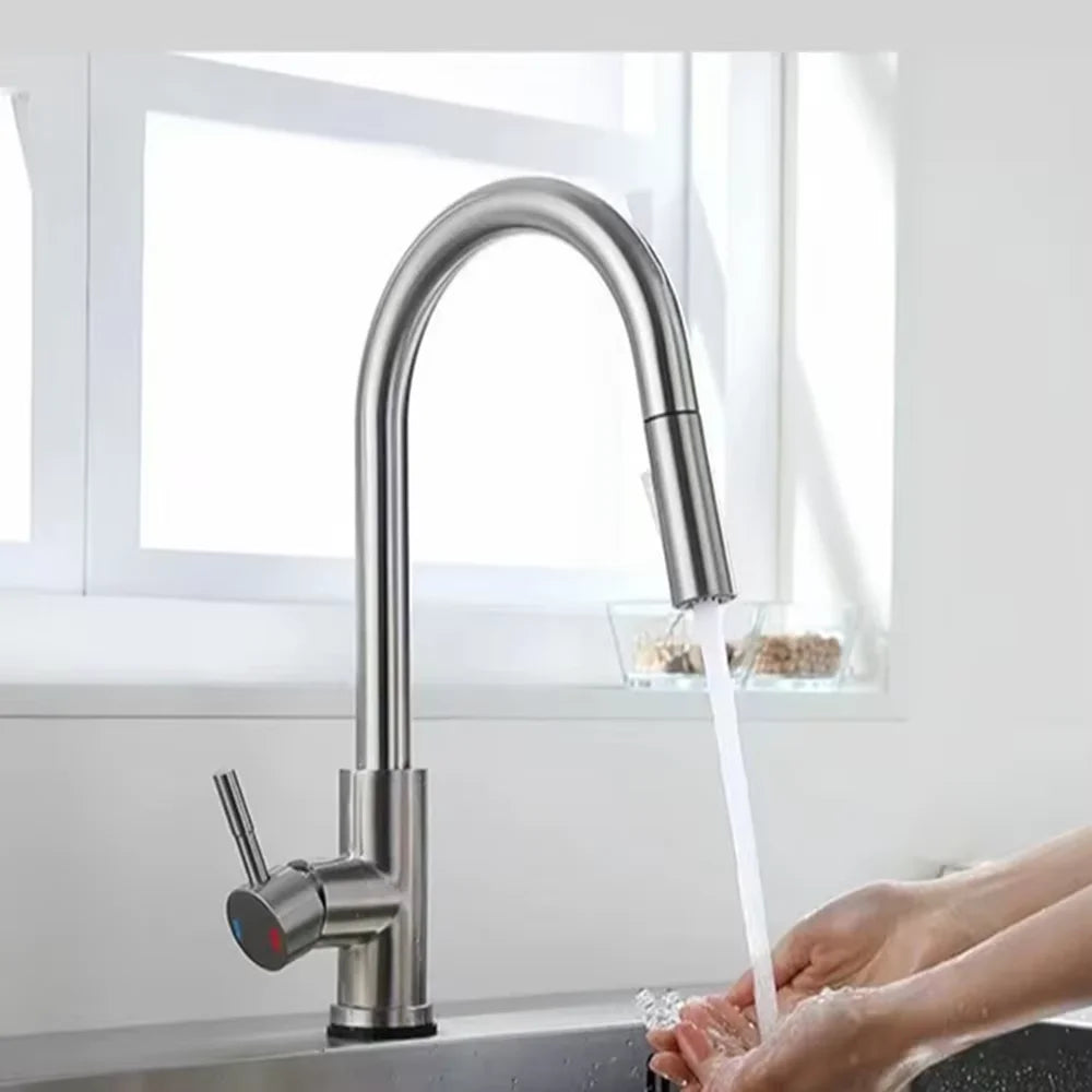 Kitchen Faucet Pull Out Brushed Nickle Stainless Steel Black Kitchen Mixed Tap Kitchen Sink Tap
