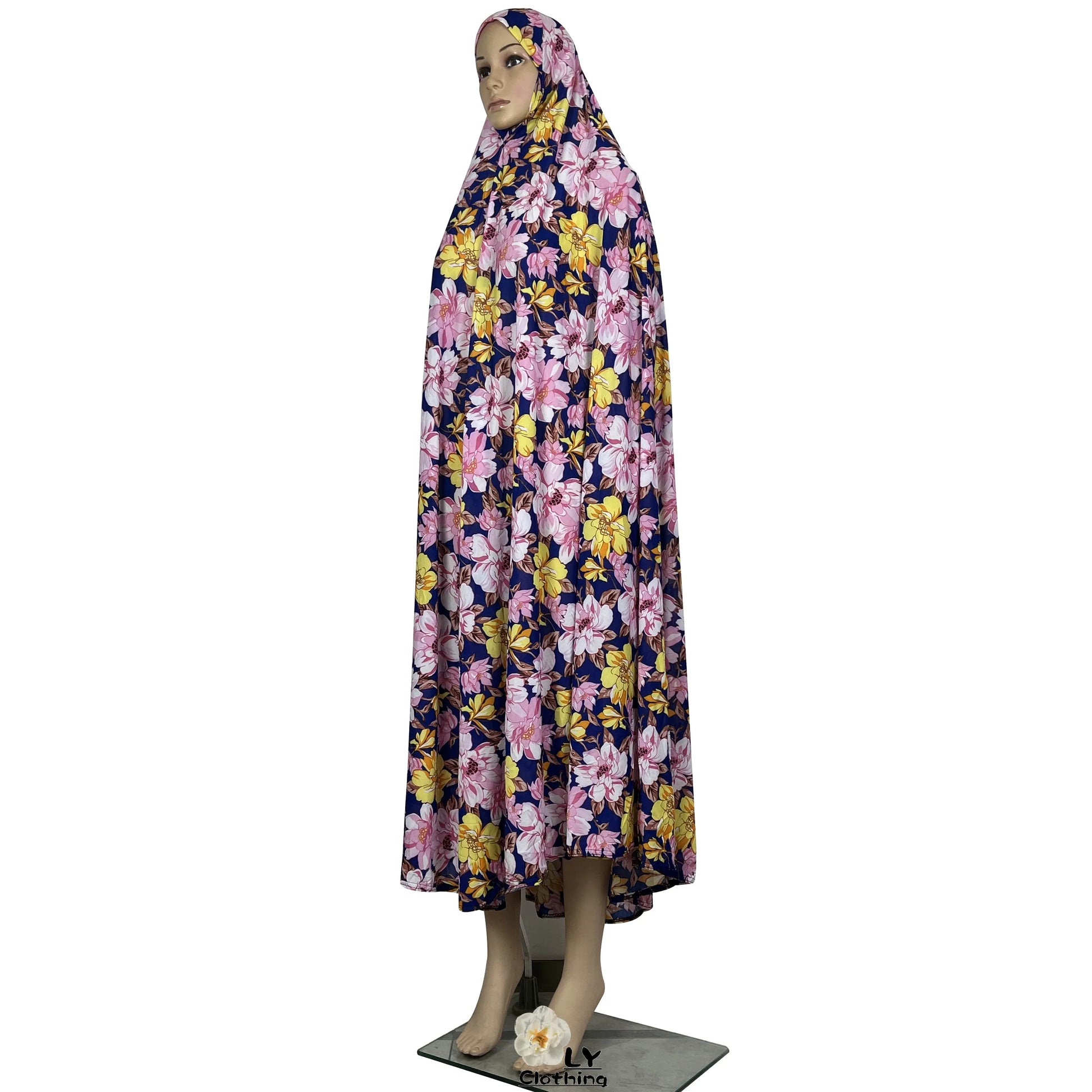 New Dubai Islamic Robe Ramadan Womens Hooded Abaya African Sleeveless Loose Soft Prayer Garment Muslim Floral Dress With Hijab.