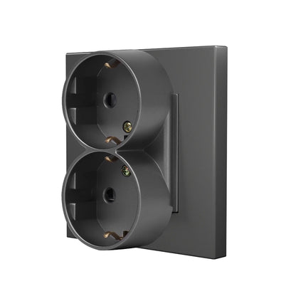 EU-Wand-Doppelsteckdosen, 110–250 V, 16 A, Dual-Steckdosen für Zuhause, Büro, elektrischer Stecker, 86 mm, Kunststoffplatte, Weiß, Schwarz, Grau, Gold.
