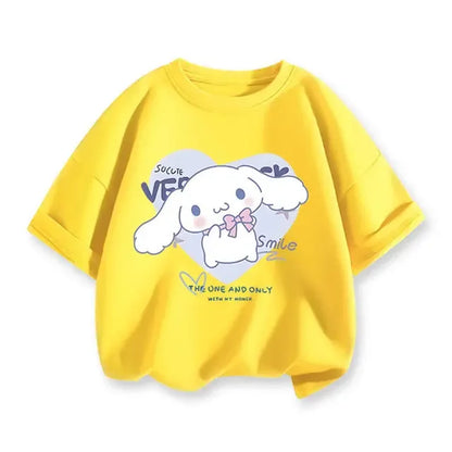 2024 New Summer COTTON T shirt Girls Boys Cinnamoroll T shirt Cartoon Print Kids T-Shirts Children Girls Tops Clothes