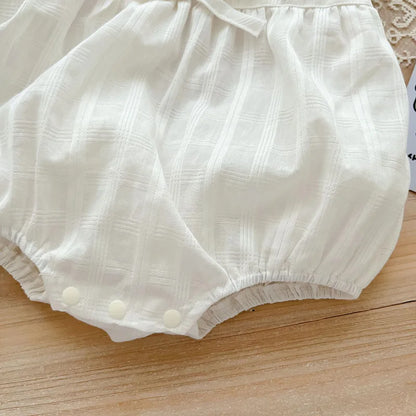 2025, Sommer, bezaubernd, ärmellos, Fliege, Blume, bestickt, für Neugeborene, Mädchen, einteiliger Bodys, weicher Baby-Spitzen-Overall