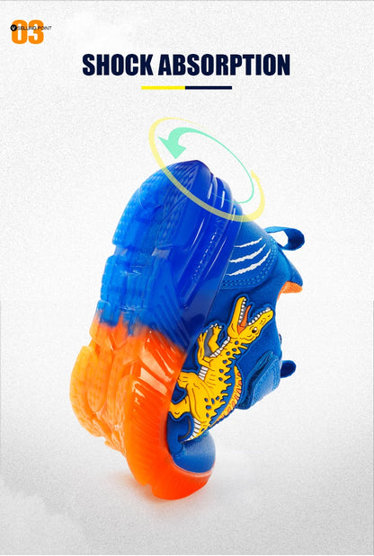 EXDINO Dinosaur Little Kids Spring Autumn LED Light Up Shoes Children Spinosaurus Boys Glowing Casual Sports Sneakers Non-slip.