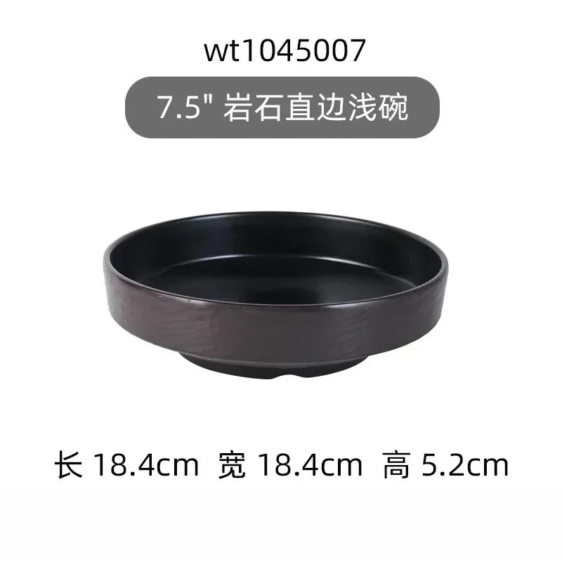 Hotpot Restaurant Melamine Tableware Black Frosted Dinner Plate Japanese Sushi Plates Not Easily Broken Snack Fruit Dishes