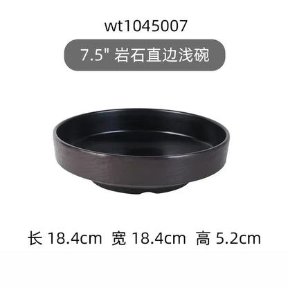 Hotpot Restaurant Melamine Tableware Black Frosted Dinner Plate Japanese Sushi Plates Not Easily Broken Snack Fruit Dishes