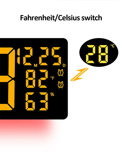 17-Zoll großer digitaler Wecker mit 11 Farben und dynamischem RGB-Display, RGB-LED-Wanduhr mit Farbwechsel/Doppelalarm/Raumdekoration
