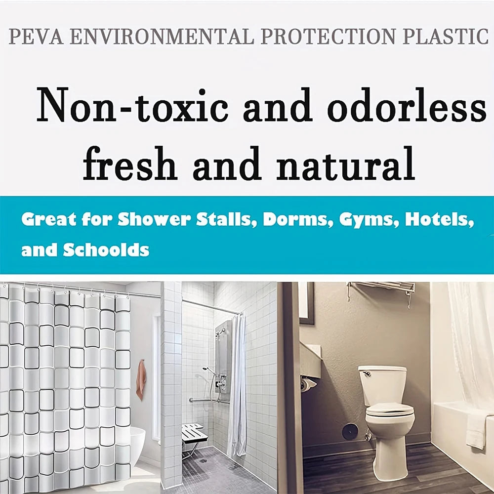 Klarer Duschvorhang, PEVA, transparent, für Badezimmer, wasserdicht, 180 x 200 cm, Badvorhänge, Badezimmer, schimmelfeste Vorhänge mit Haken