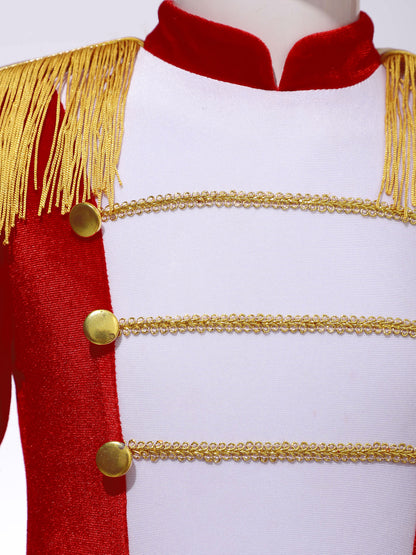 Kinder Mädchen Halloween Weihnachten Karneval Zirkus Zirkusdirektor Cosplay Performance Kostüm Langarm Mesh Trikot Tutu Kleid