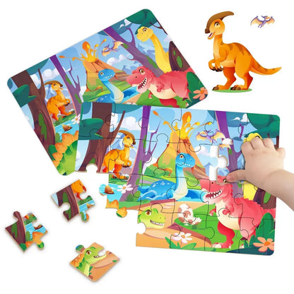 Kids Cartoon Animal Jigsaw Puzzles Montessori Educational Toys Parent-Child Theme Game Paper Educational Gift for Children.