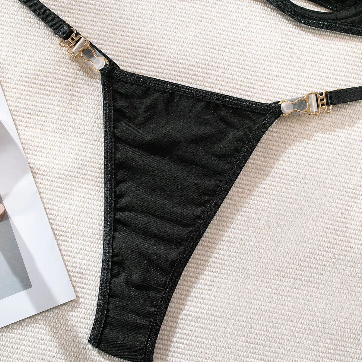 Cut Out Bra and Brief Velvet Erotic Set Women 2-Piece Halter Underwear Patchwork Thong Intimates Sexy Lingerie Pornos Suit Latex