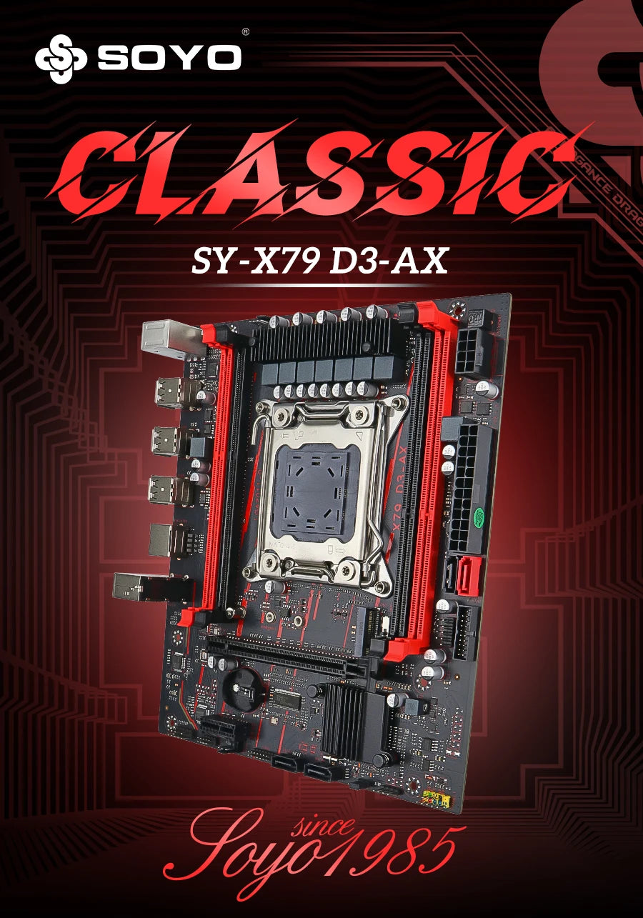 SOYO X79 Game Motherboard LGA 2011 Set with E5 2650 V2 CPU 32G【16G*2】DDR3 ECC RAM Memory M.2 NAME Computer components Mainboard.