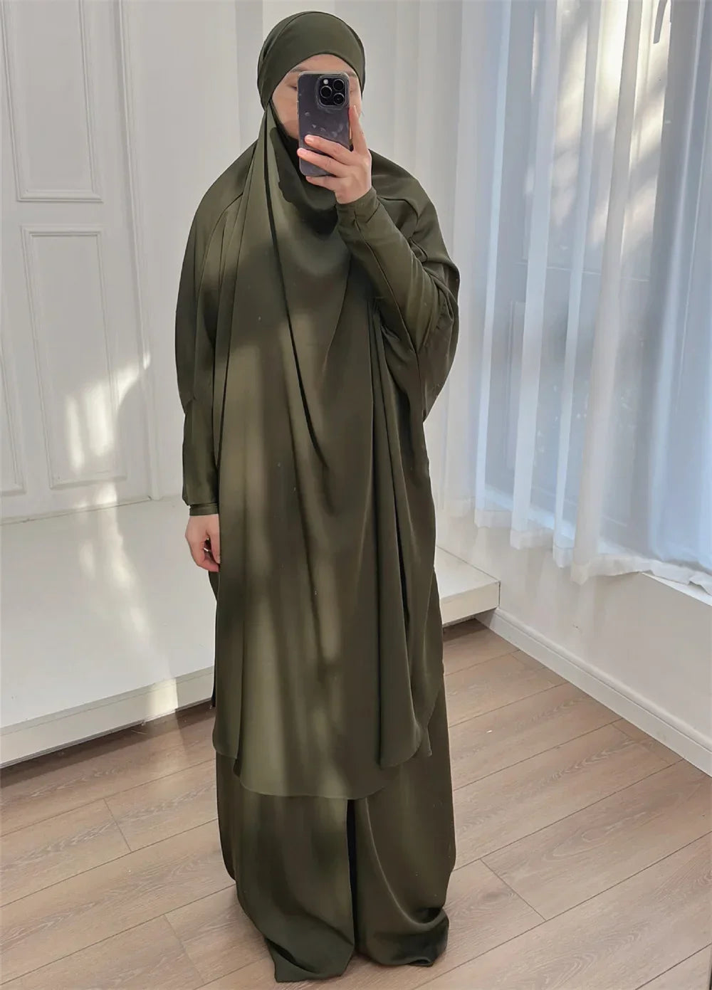 16 Colors 2 Pcs Set Ramadan Eid Modest Abaya Women Muslim Dress Hijab Suit Kaftan Robe Femme Musulmane Islam Caftan Kebaya Sets.