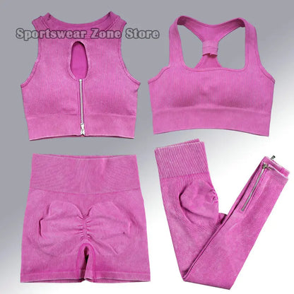 Yoga Suit High Waist Leggings Running Training Tights Sports Outfits Long Sleeve Crop Top Bra Seamless Fitenss Set Fitness Wear