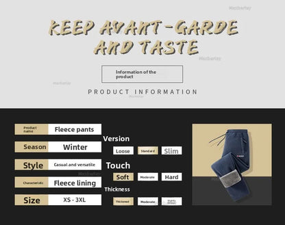 Maxbarley Winter Sportswear Set Mens Retro Training Thick Fleece Jacket + Pants Two Piece Set Casual Ski Running Tracksuit Suit.