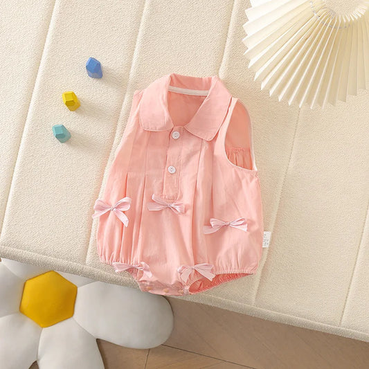 Sommer Säuglings Body Kleidung 3-24M Nette Schleife Kleinkind Neugeborene Artikel Baby Dünne Lose Ärmel Ein Stück