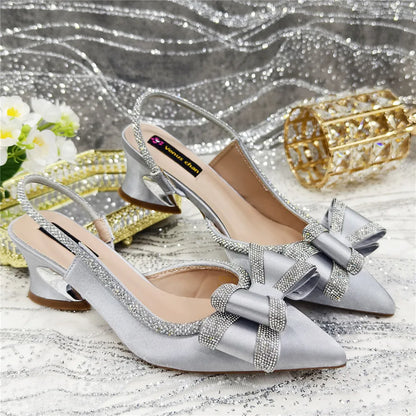 New Arrival Elegant African Party High-heeled Shoes Chain Decoration Trendy Women's Sandals Nigerian Women Wedding Pumps