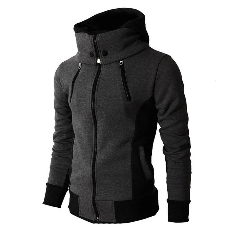 Zipper Men Jackets Autumn Winter Casual Fleece Coats Bomber Jacket Scarf Collar Fashion Hooded Male Outwear Slim Fit Hoody.