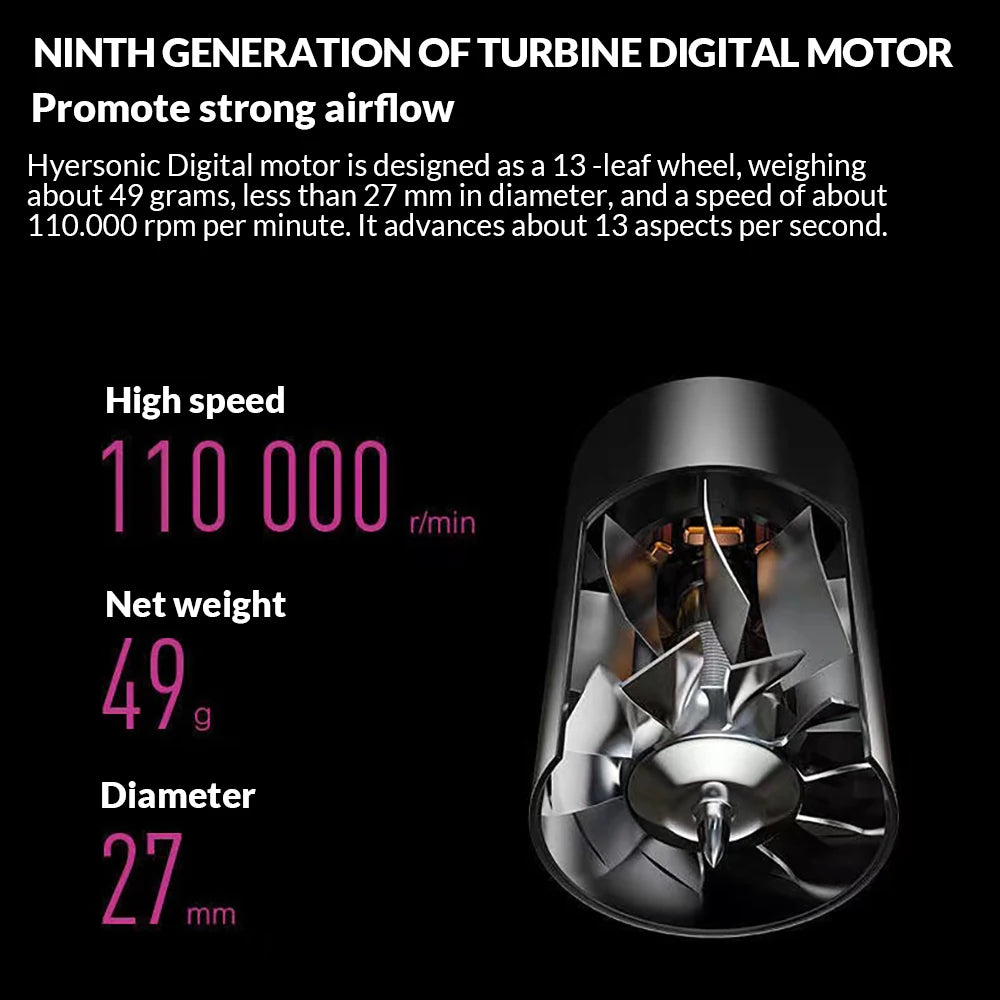 5 in 1 Electric Ionic Hair Dryer High Speed Bladeless HairDryer Negative Ion Professional 1.8M Super Leafless Hair Dryer.