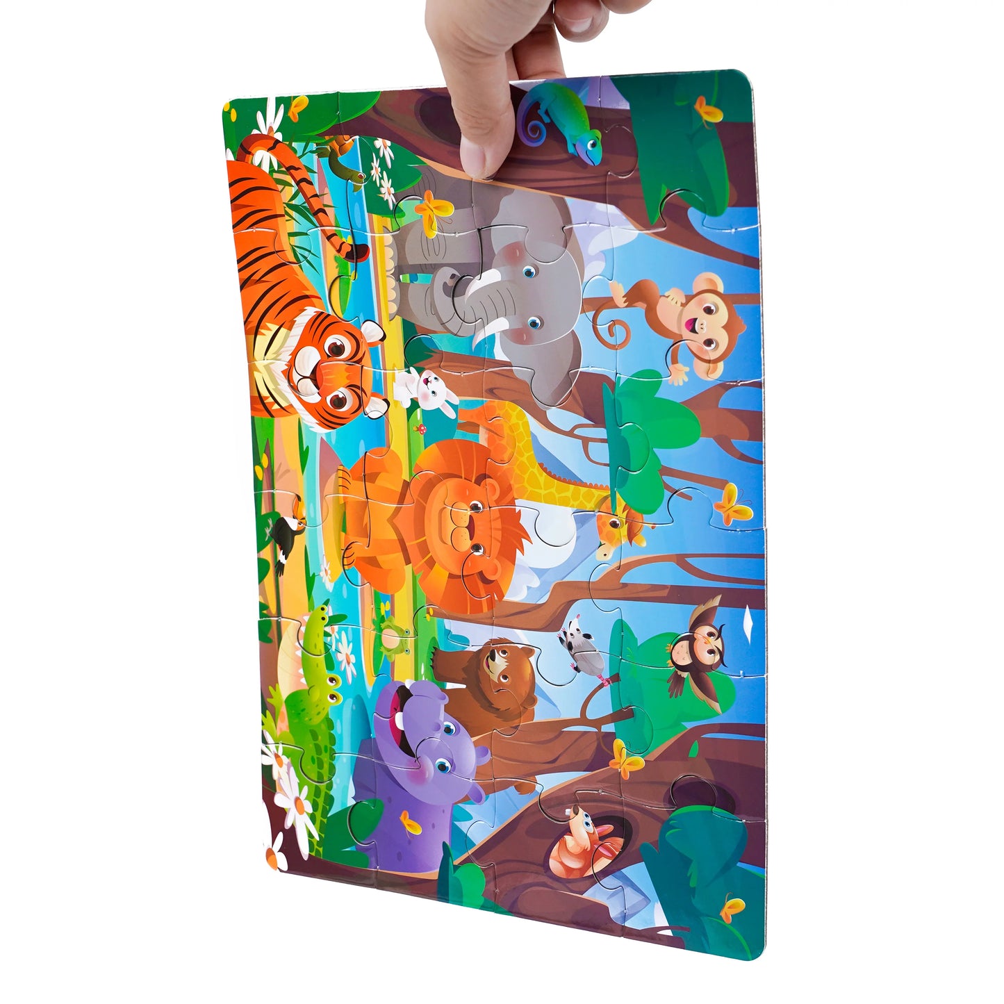 Kids Cartoon Animal Jigsaw Puzzles Montessori Educational Toys Parent-Child Theme Game Paper Educational Gift for Children.