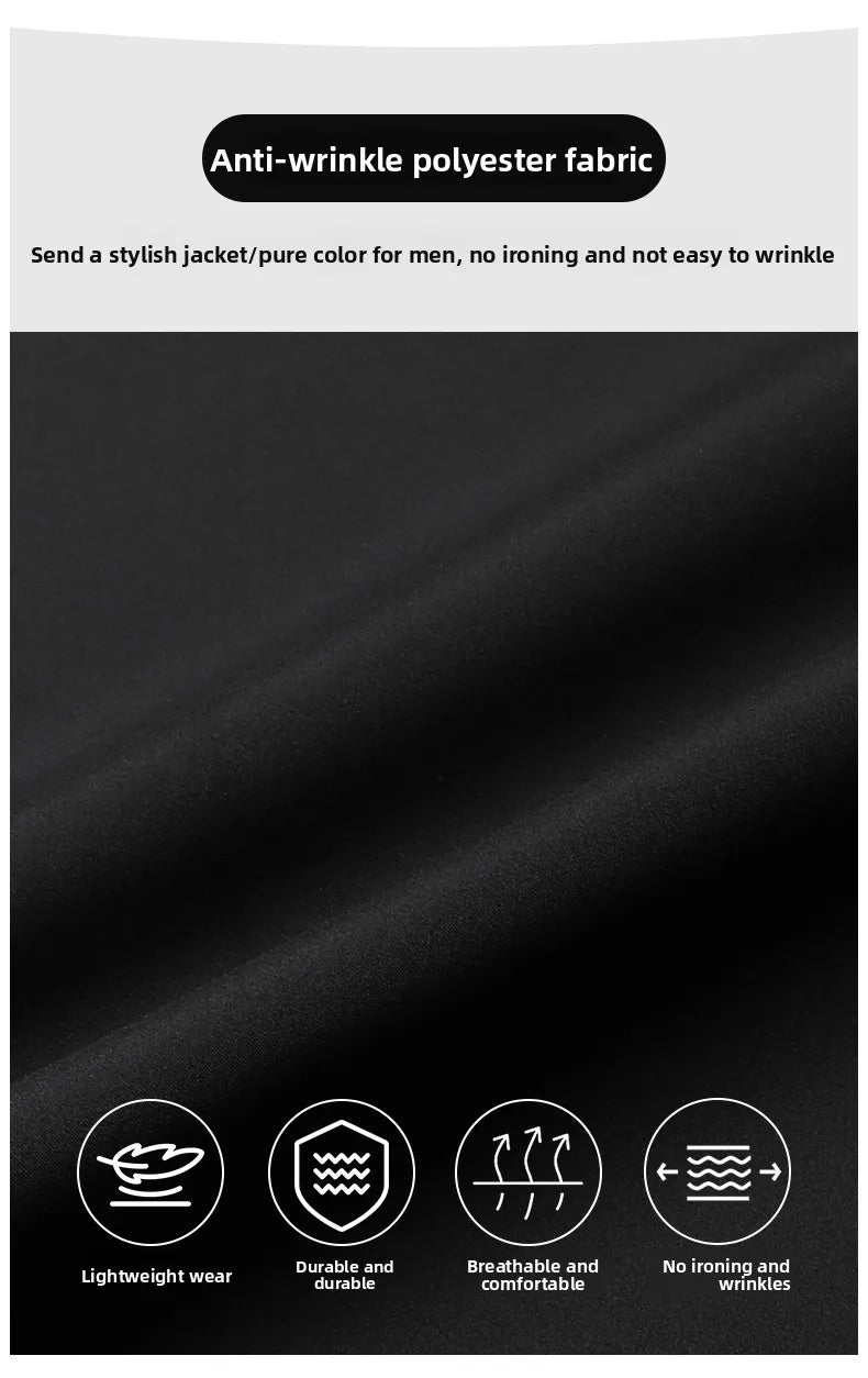 Premium Wrinkle Free Reversible Breathable Baseball Collar Men Blazer Jacket Business Casual Windbreaker Lightweight Coats.