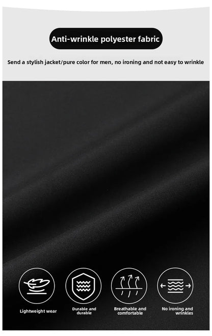 Premium Wrinkle Free Reversible Breathable Baseball Collar Men Blazer Jacket Business Casual Windbreaker Lightweight Coats.