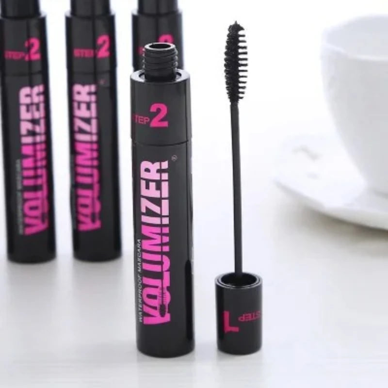Make up 2in1 Double Purpose Mascara Waterproof and Sweatproof Curling Brushes Makeup Eye Fiber Mascara Eyelash Eyelashes Black.