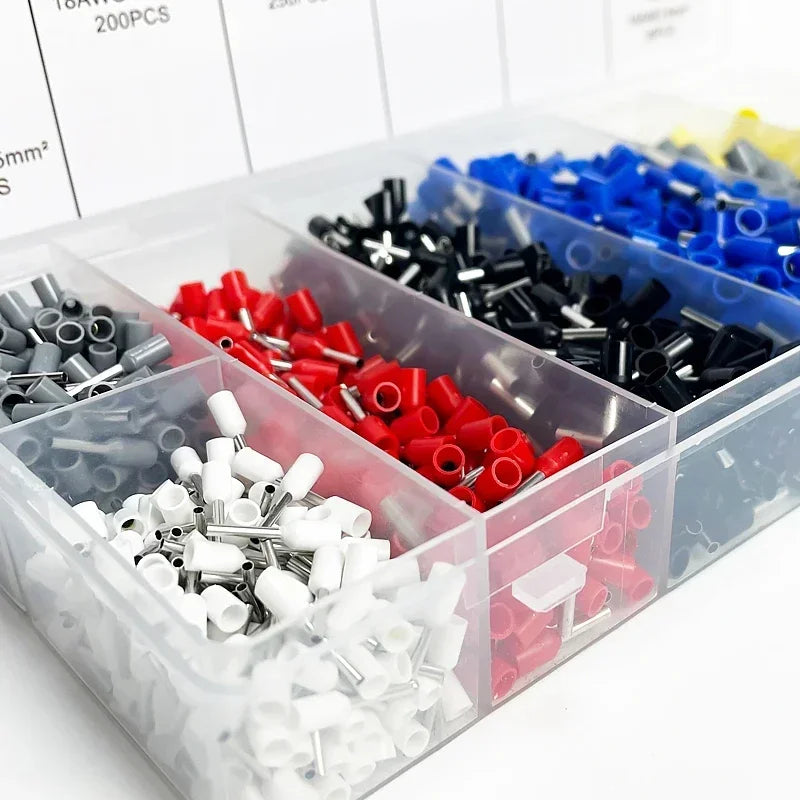 200–1900 Stück isolierte Anschlüsse für elektrische Rohre, VE-Rohr-Crimp-Anschlüsse, Drahtkabel-Anschluss, Aderendhülsen, Anschlussklemmen.