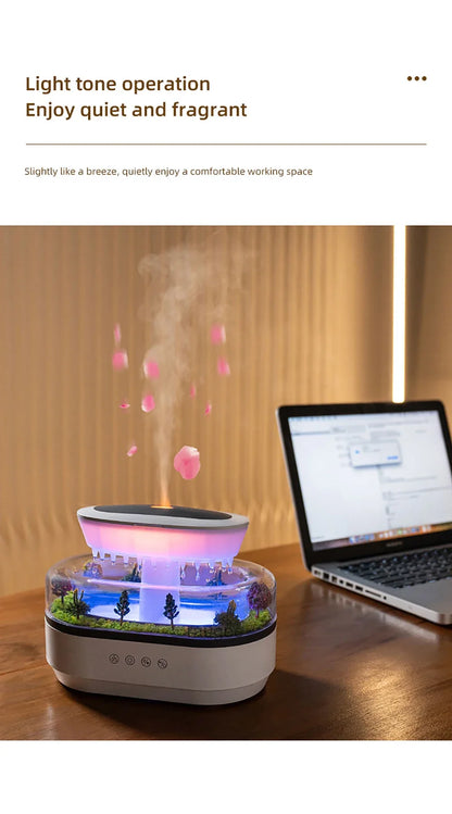 New Aroma Humidifier Raindrop Air Humidifier Colorful Atmosphere Light White Noise Music Essemtial Home Oil Fragrance Diffuser.