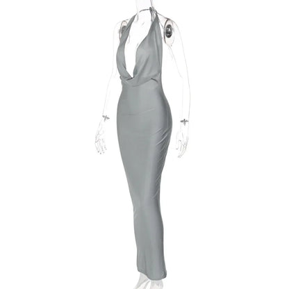 Dulzura Herbst Frauen Halter-Backless Midi Kleid Für Frauen Bodycon Sexy Party Elegante Outfits Abend Geburtstag Kleidung Y2K 2024
