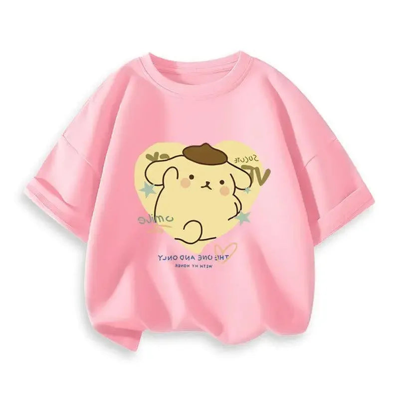 2024 New Summer COTTON T shirt Girls Boys Cinnamoroll T shirt Cartoon Print Kids T-Shirts Children Girls Tops Clothes.