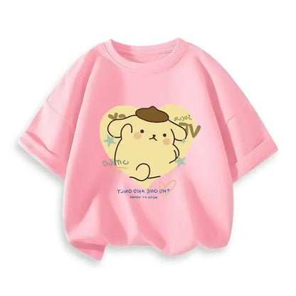 2024 New Summer COTTON T shirt Girls Boys Cinnamoroll T shirt Cartoon Print Kids T-Shirts Children Girls Tops Clothes.