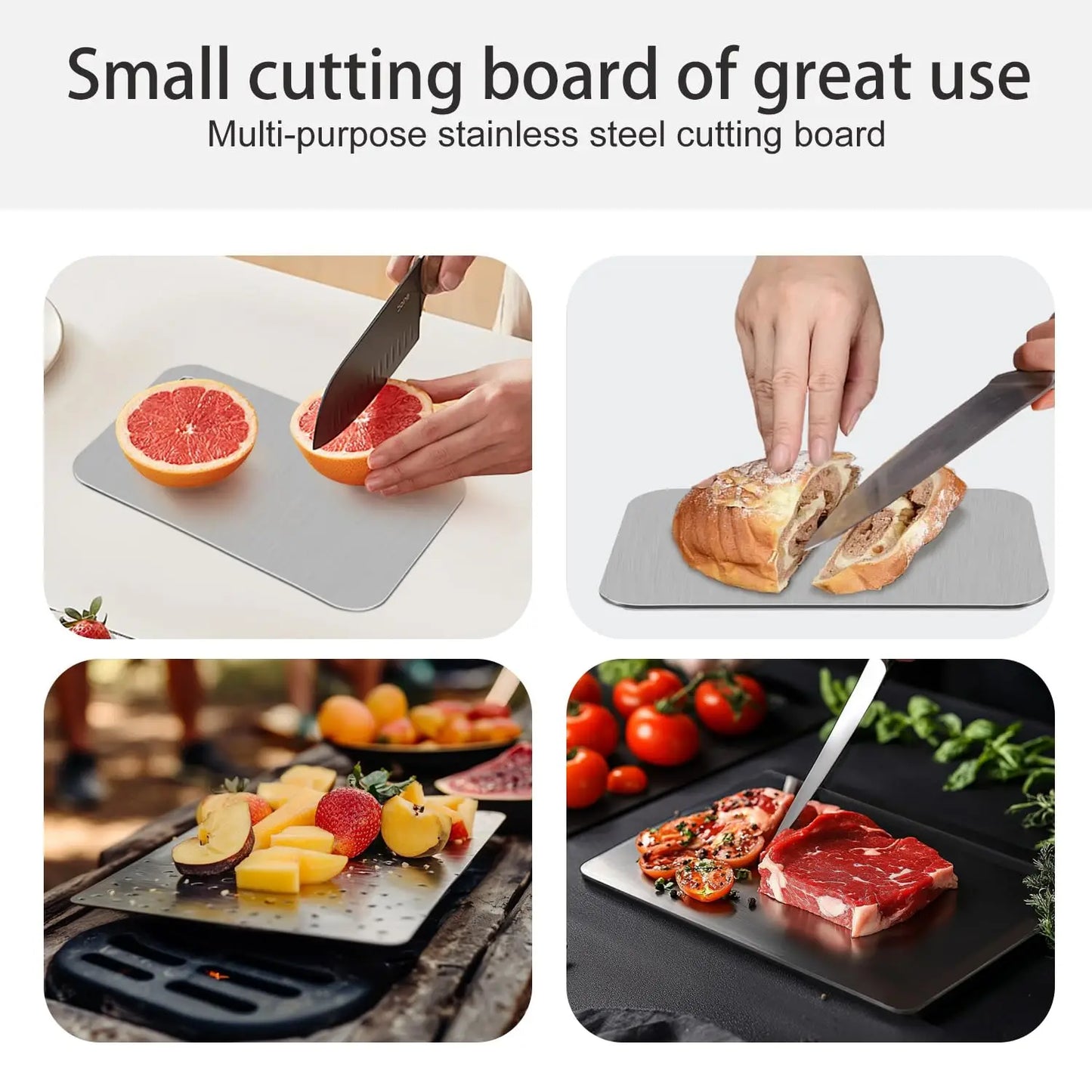 Titanium Cutting Boards for Kitchen Stainless Board 304 Steel Thickened Double Sided Food Grade Portable Fruit Meat Chopping.