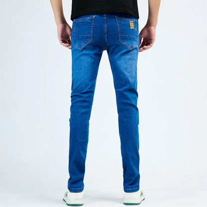 2025 Autumn Men's White Slim Fit Straight Jeans Casual Stretch Denim Pants Comfortable Fashion Streetwear Male Brand Clothing