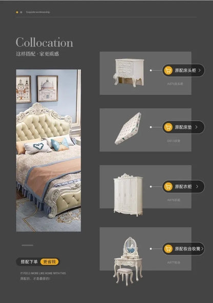 Weißes hohes Doppelbett mit Schubladen, schlichtes rosa nordisches italienisches 180 x 200 cm großes Luxusbett, moderne Mädchenvilla, Cama-Hochzeitsmöbel