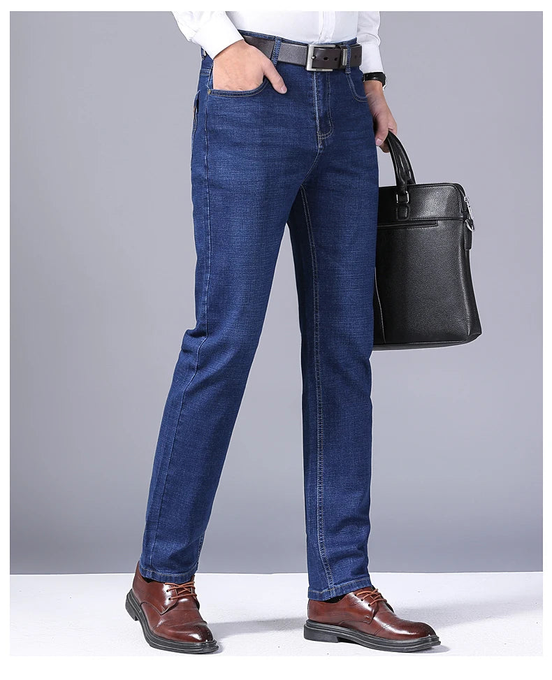 2025 frühling männer Jeans Hohe Qualität Klassischen Stil Business-Mode Schwarz Blau Slim-fit Denim Hosen Männliche Marke casual Hosen.
