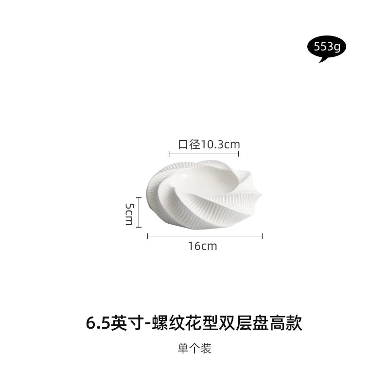 White Ceramic Dining Plate Dinner Steak Hotel Restaurant Main Course Dessert Home Kitchen Tableware.