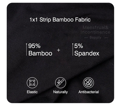 Women Incontinence Underwear Bamboo Fibre High Absorbency Reusable Washable Leakproof Panties for Bladder Leakage.
