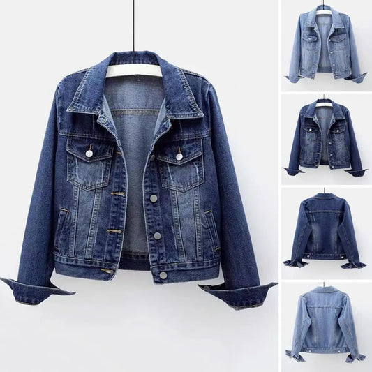 Frauen Denim Jacke einreiher Brust Klappe Tasche Jacke Langarm Dünne Kurze Mantel Retro Damen Denim Jacken Oberbekleidung