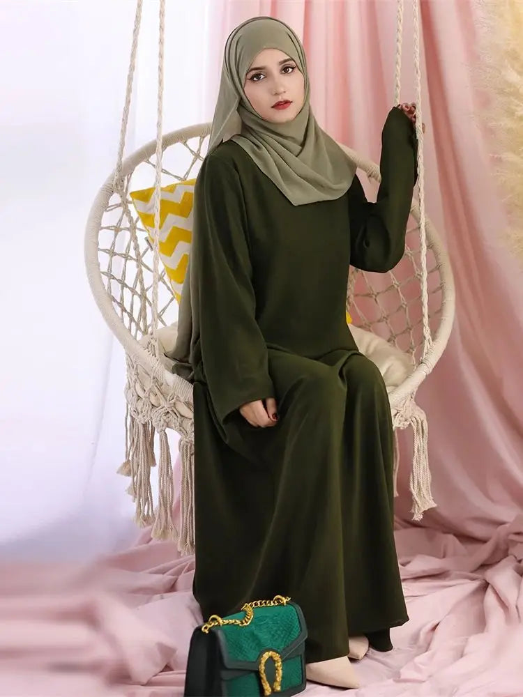 Ramadan Eid Solid Linen Dubai Abaya Turkey Islam Muslim Modest Dress Kaftan Prayer Clothes For Women Kebaya Robe Femme Musulmane